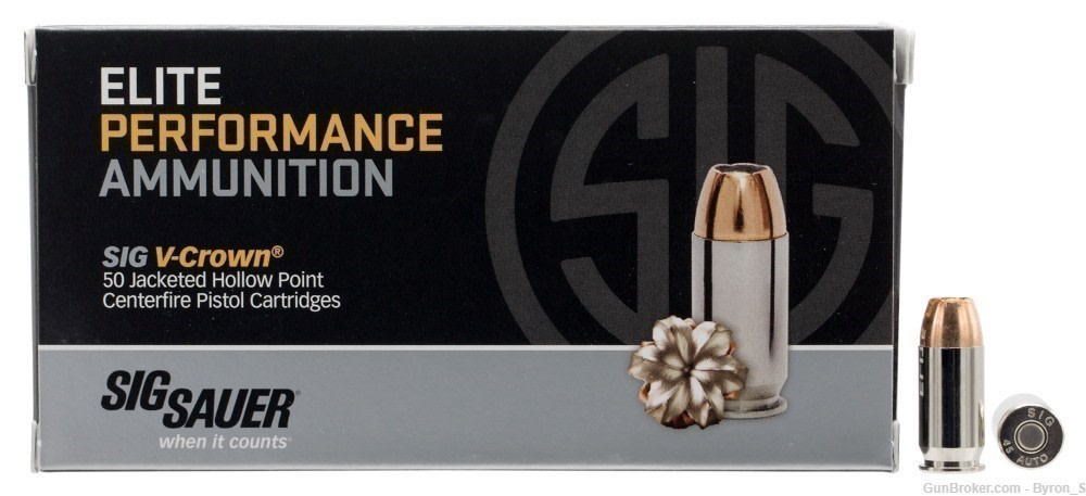 50rds Sig Sauer Elite V Crown™ .45 Auto 230 grain JHP Premium self defense-img-1