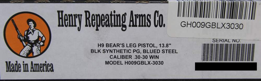 NIB HENRY BEARS LEG LEVER PISTOL, 30-30, 13.8" BRL 3+1 RND GH009GBLX3030-img-3