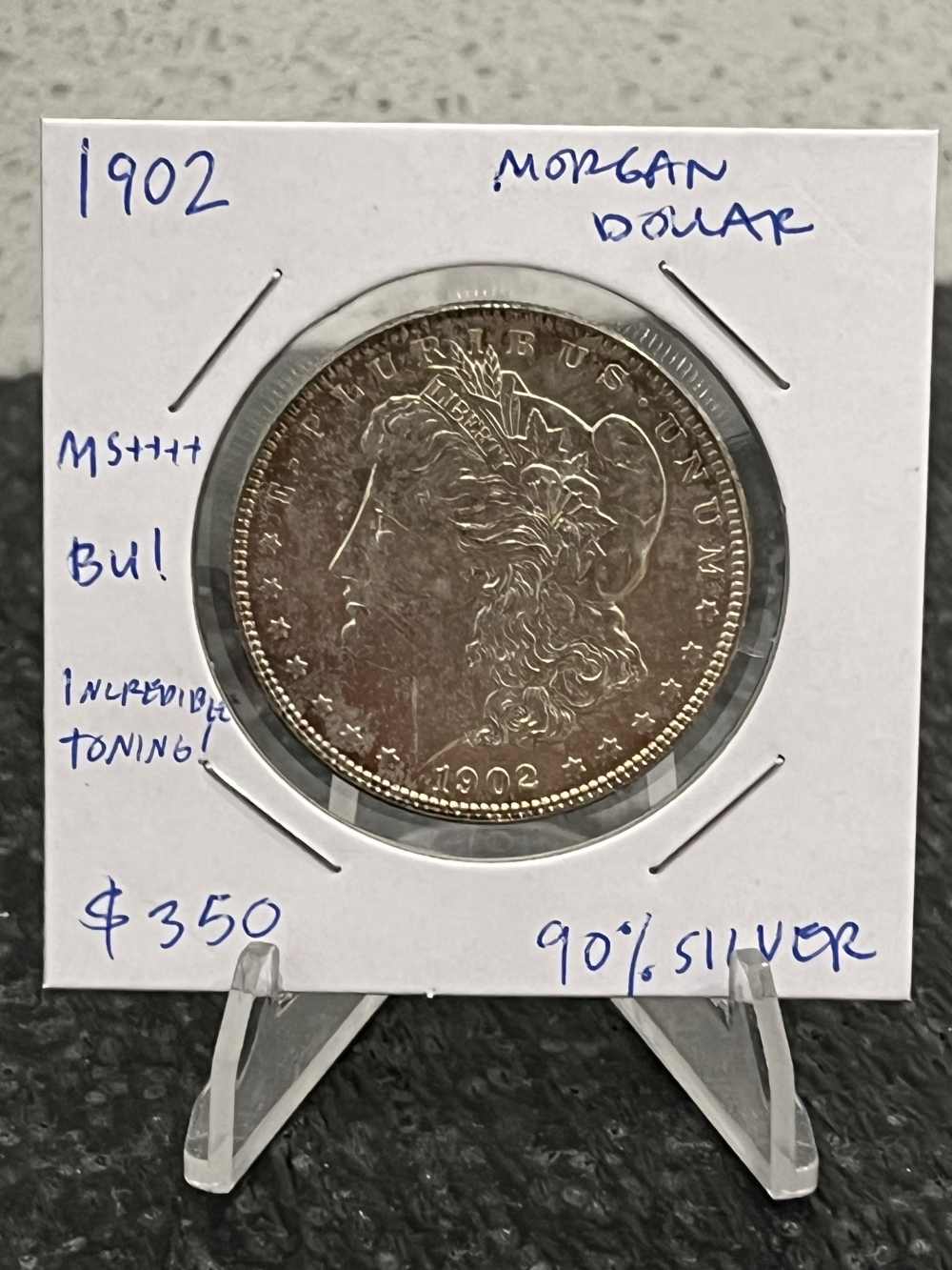 Beautiful 1902 Morgan Silver Dollar 90% Silver BU Beautiful Toning!-img-0