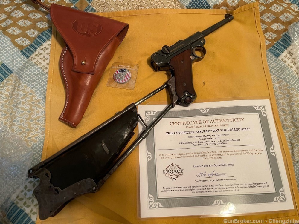 The 1st US Test Luger M1900 w/Ideal Stock SN5673 US Property SA Flame Bomb-img-5