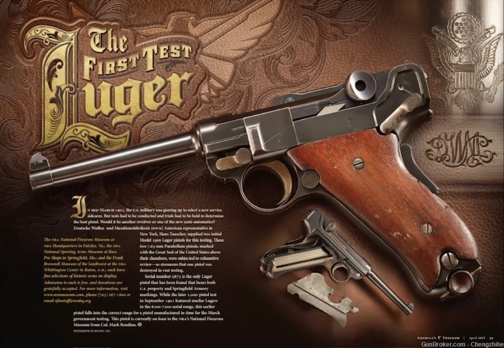 The 1st US Test Luger M1900 w/Ideal Stock SN5673 US Property SA Flame Bomb-img-0