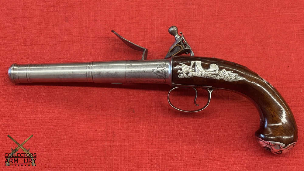 Pair of Irish Flintlock Queen Anne Pistols by Collins, Dublin, Circa 1750-img-24