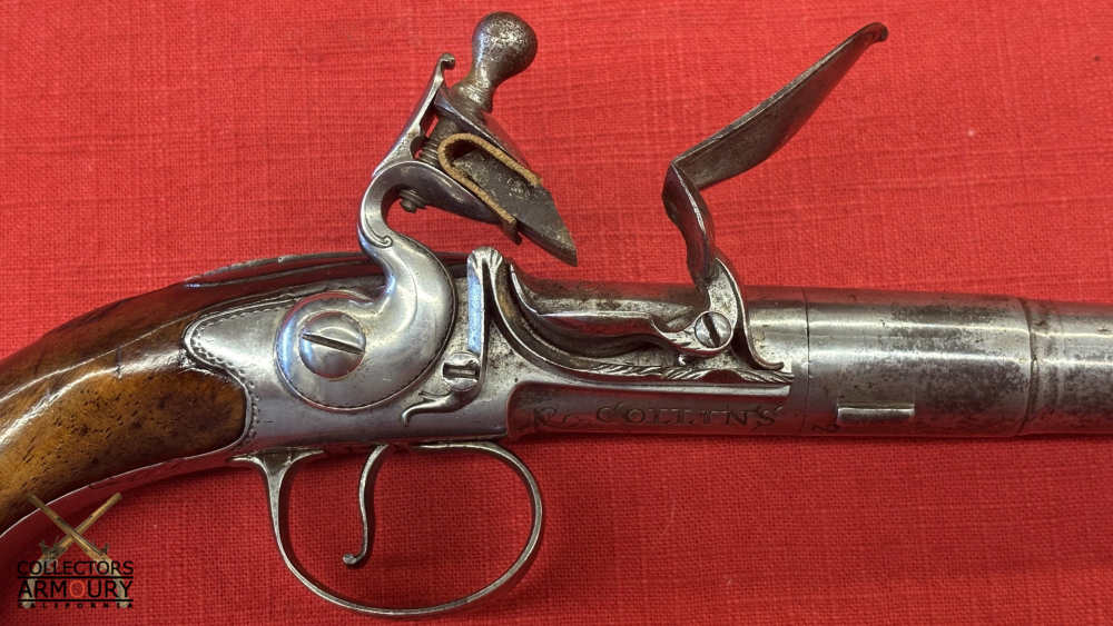 Pair of Irish Flintlock Queen Anne Pistols by Collins, Dublin, Circa 1750-img-7