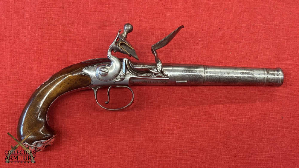 Pair of Irish Flintlock Queen Anne Pistols by Collins, Dublin, Circa 1750-img-5