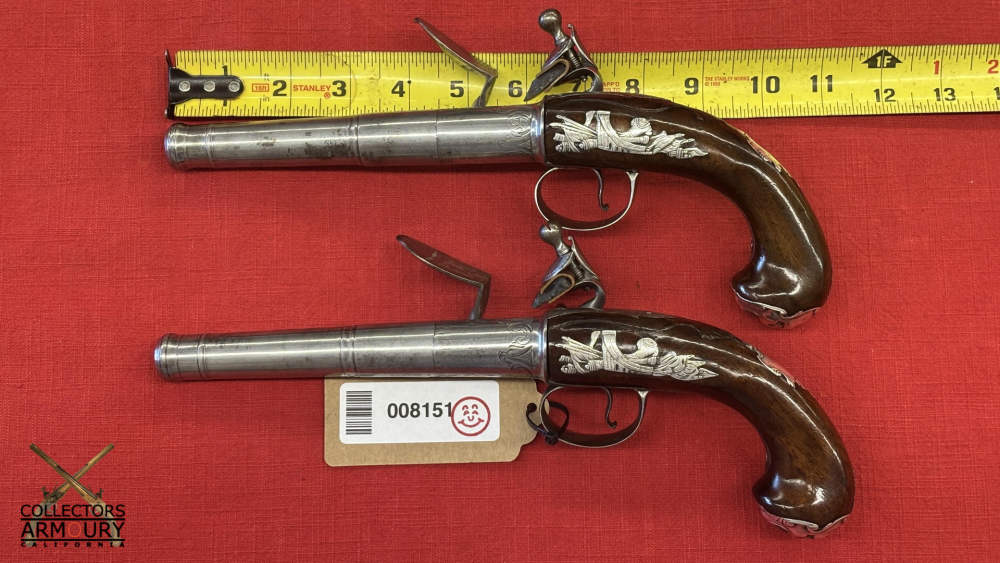 Pair of Irish Flintlock Queen Anne Pistols by Collins, Dublin, Circa 1750-img-42