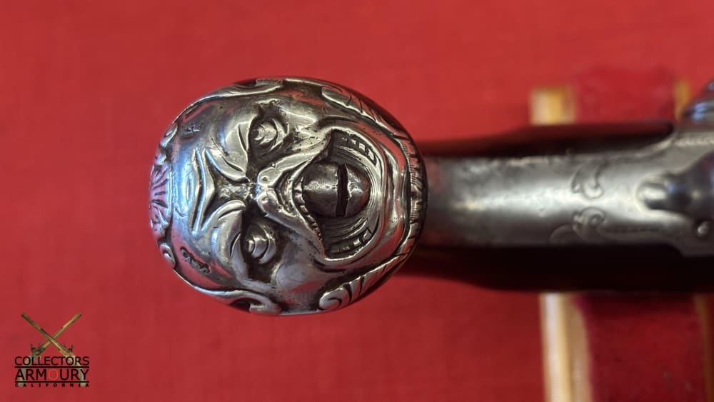 Pair of Irish Flintlock Queen Anne Pistols by Collins, Dublin, Circa 1750-img-36