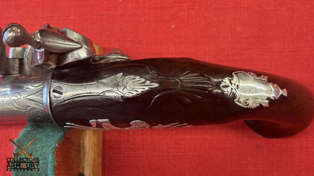 Pair of Irish Flintlock Queen Anne Pistols by Collins, Dublin, Circa 1750-img-15