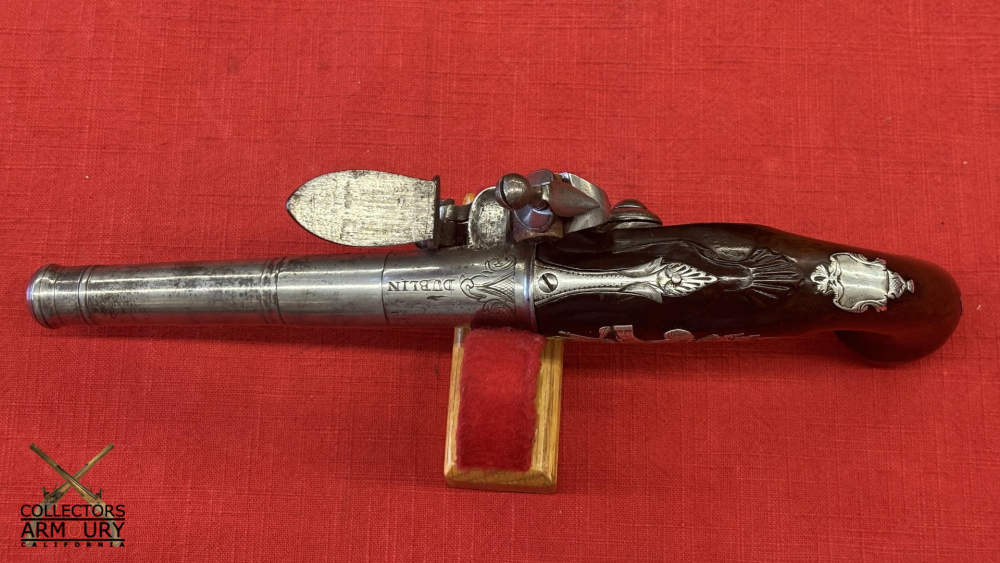 Pair of Irish Flintlock Queen Anne Pistols by Collins, Dublin, Circa 1750-img-25