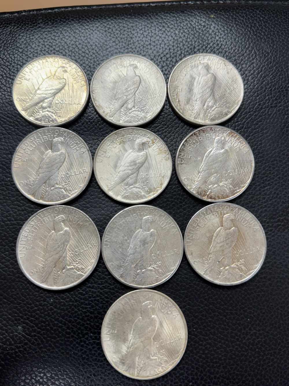 TEN (10) PEACE SILVER DOLLARS IN BEAUTIFUL CONDITION-img-1