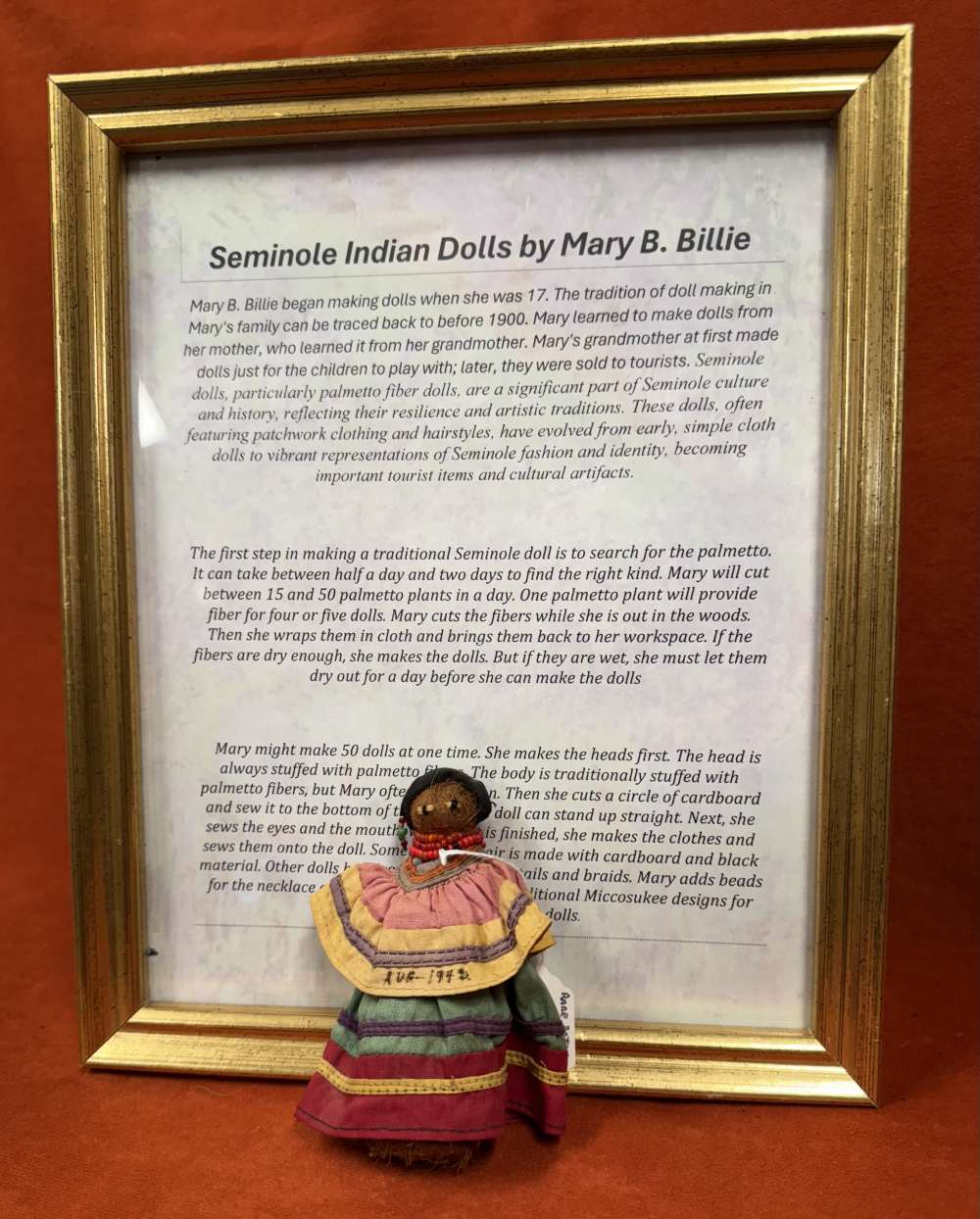 Seminole Indian Doll by Mary B. Billie "dated AUG 1942"-img-6