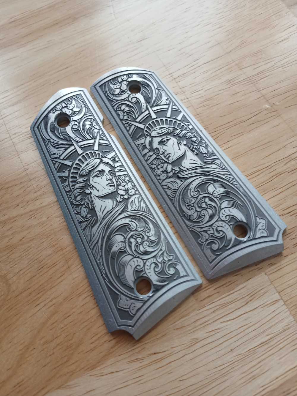 Custom Engraved 1911 full size aluminum grips-img-2