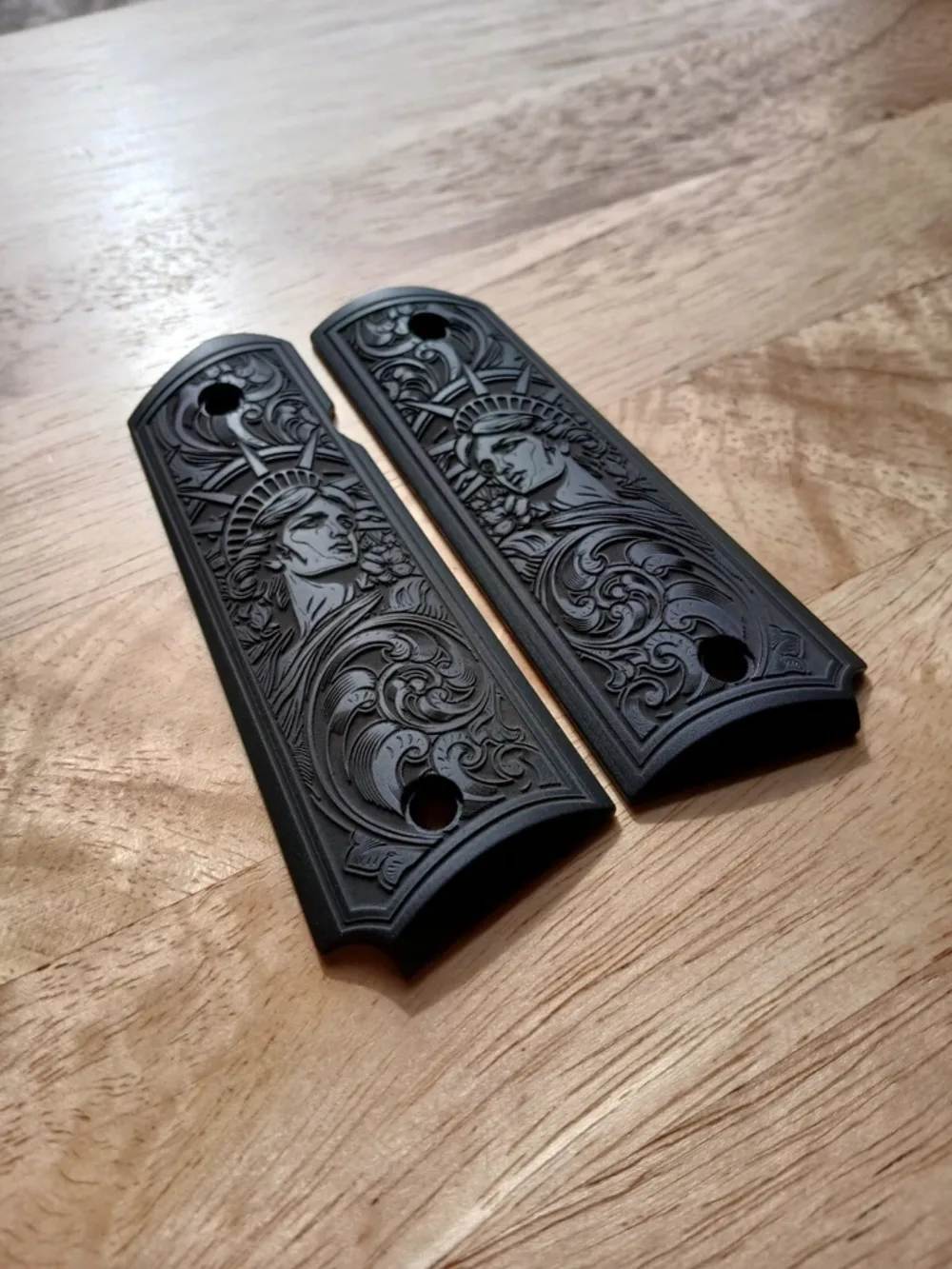 Custom Engraved 1911 full size aluminum grips-img-0