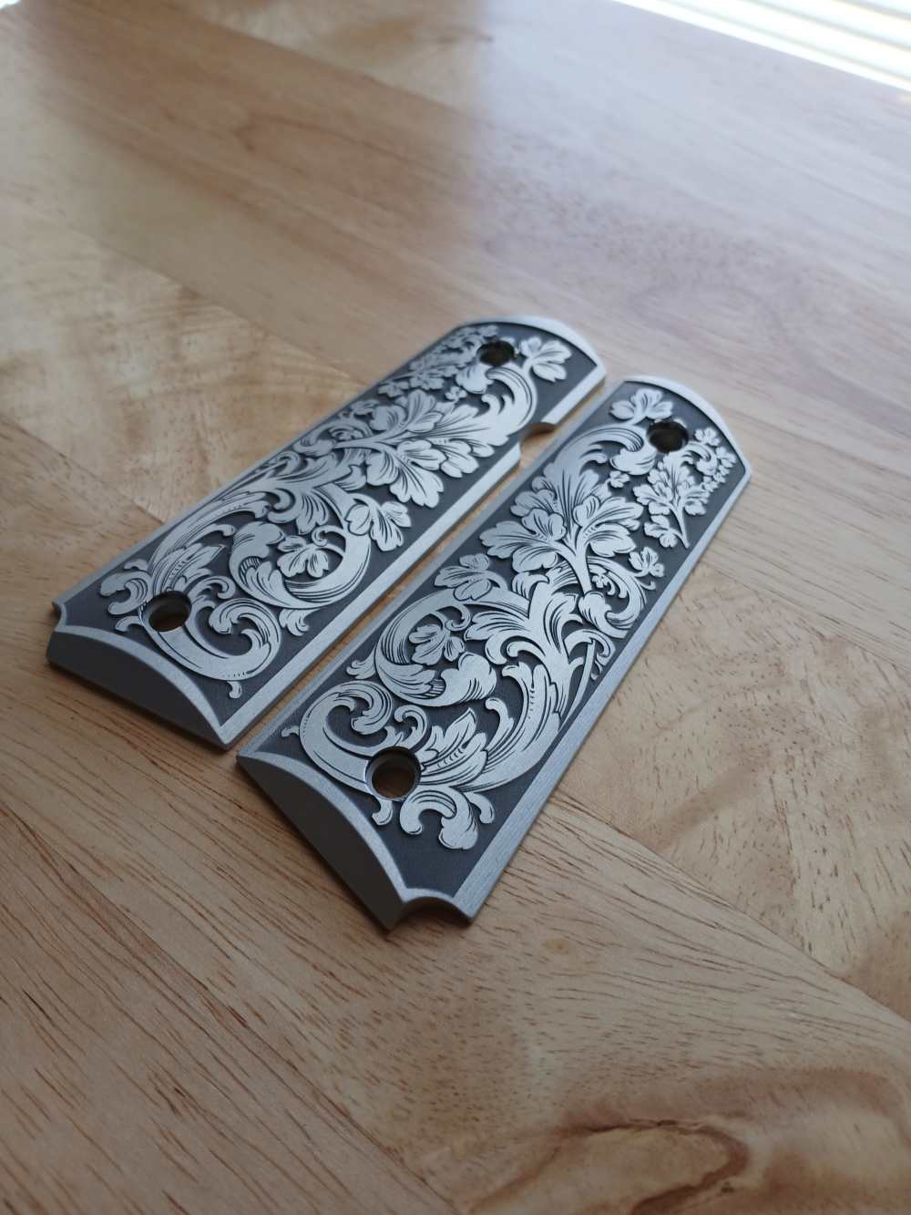 Custom Engraved 1911 full size aluminum grips-img-0