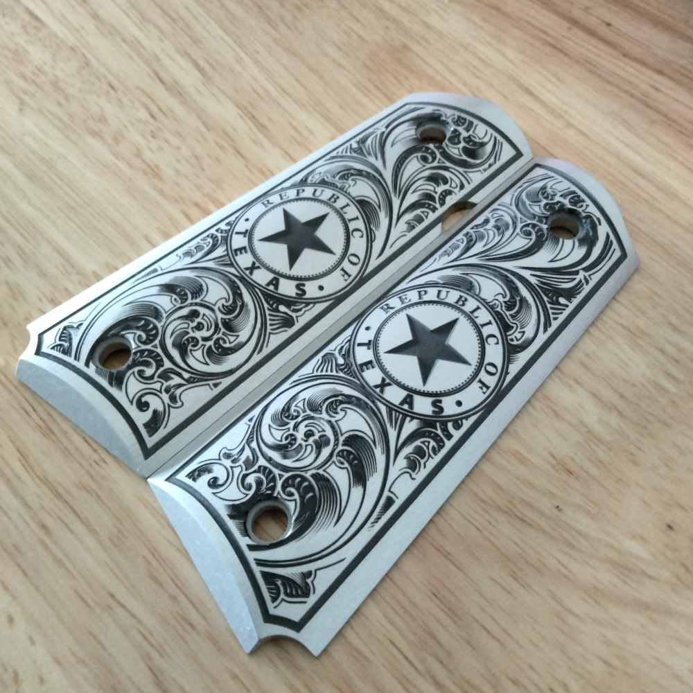 Custom Engraved 1911 full size aluminum grips-img-1