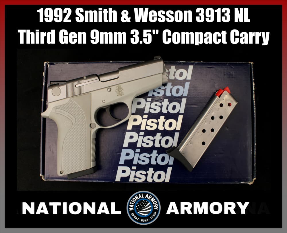 1992 Smith & Wesson 3913 NL Third Gen 9mm Pistol Factory S&W Box 2 Mags-img-0