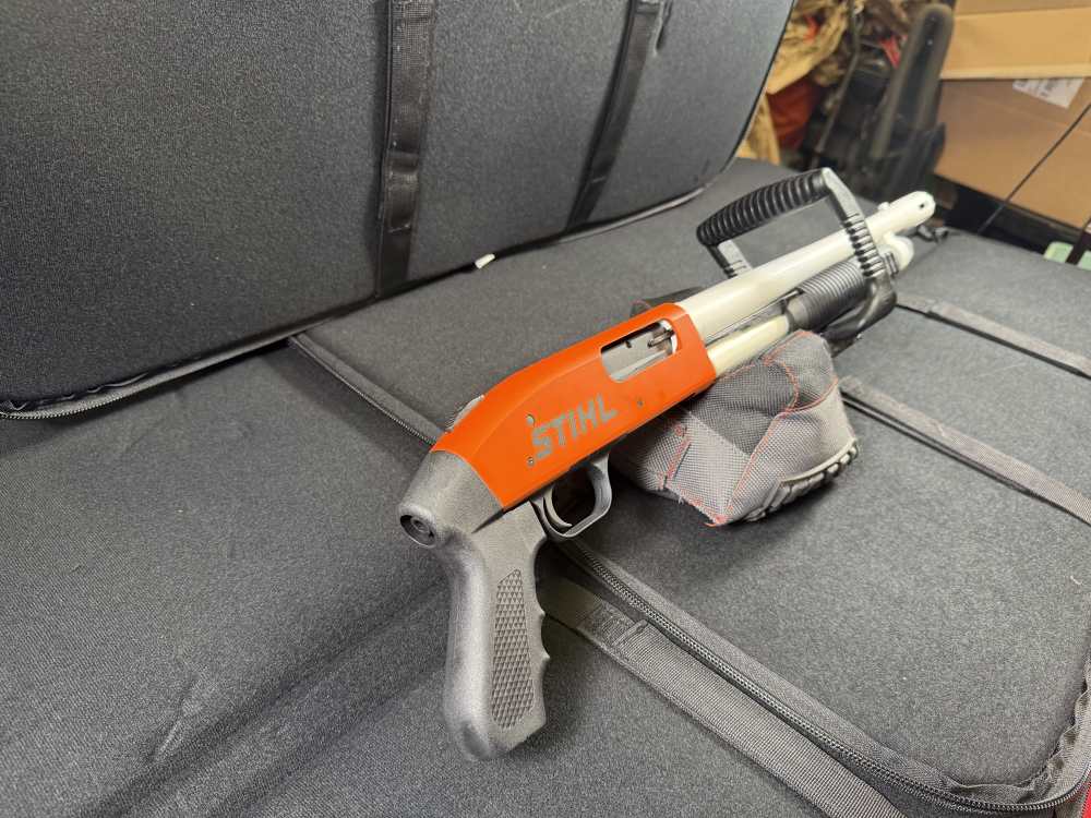 Mossberg 590 Chainsaw - Custom Cerakote STIHL Edition 12 Ga Pump Action 18"-img-3