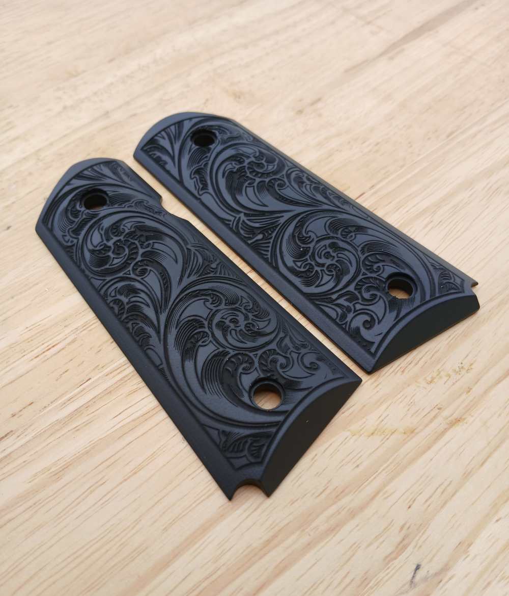 Custom Engraved 1911 compact size aluminum grips-img-0