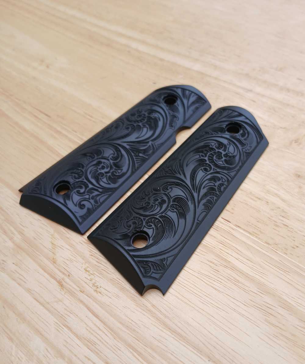 Custom Engraved 1911 compact size aluminum grips-img-1