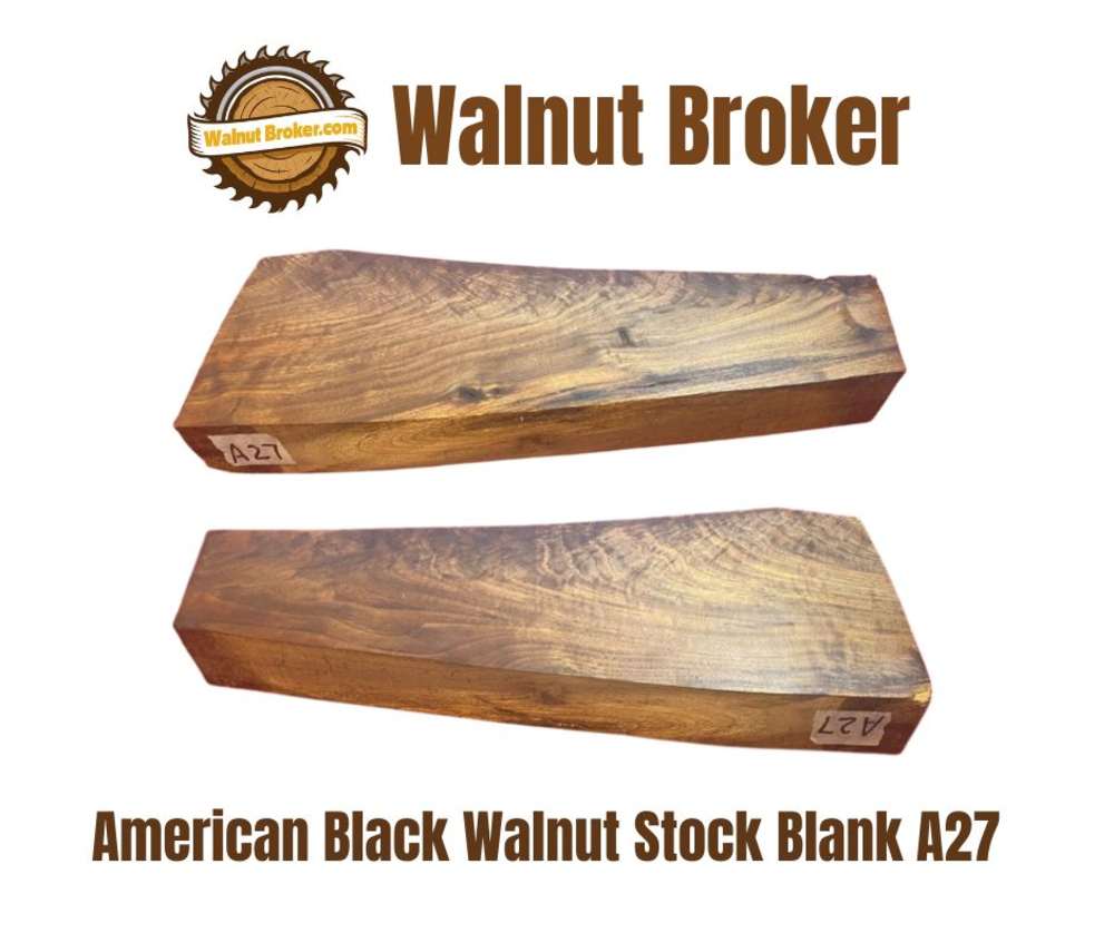 American Black Walnut Stock Blank - Beautiful Figure & Flame (A27)-img-0