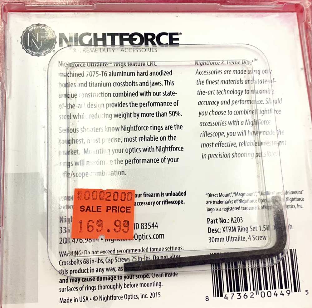 Nightforce  30mm scope rings  ultra high-img-3