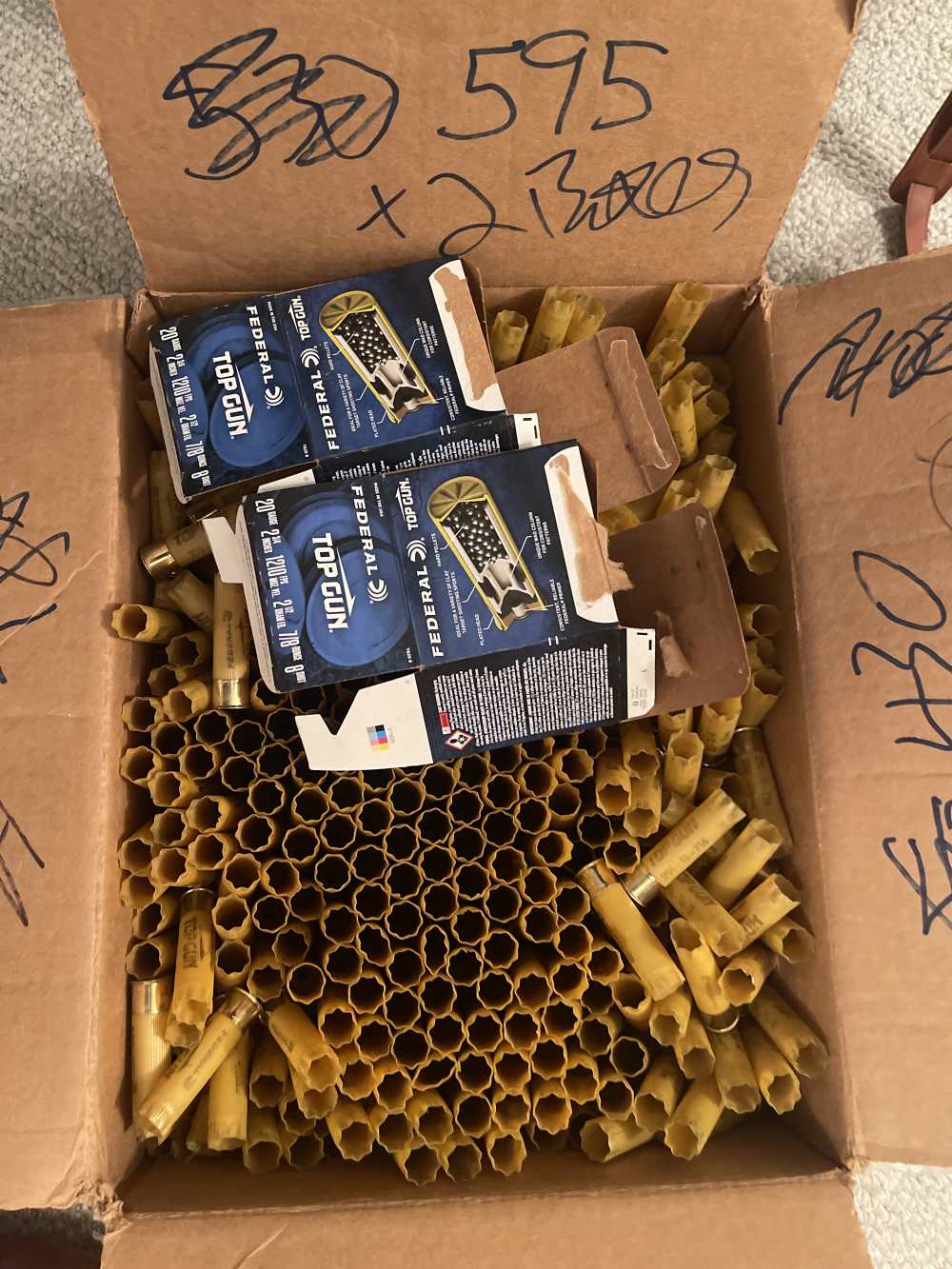 595 20 ga Federal Top Gun 2 3/4inch Shotshell hulls fired1x plus 2 boxes-img-0