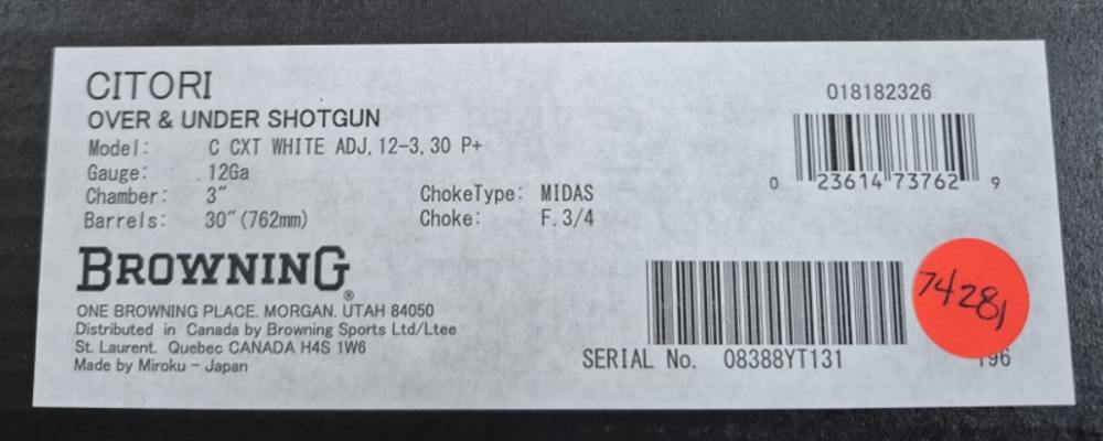 NIB BROWNING CXT WHITE ADJ 12GA 30" BOX-img-15