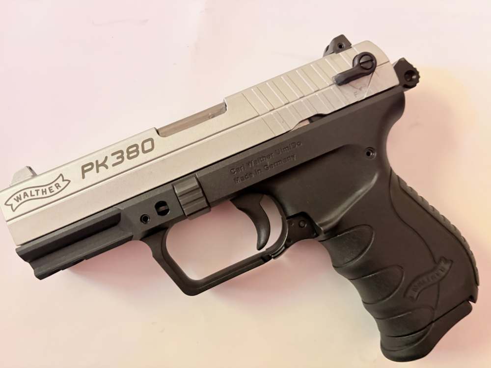 Walther PK380 Sport Pistol 2 tone with Nickel slide and manual ambie safety-img-2