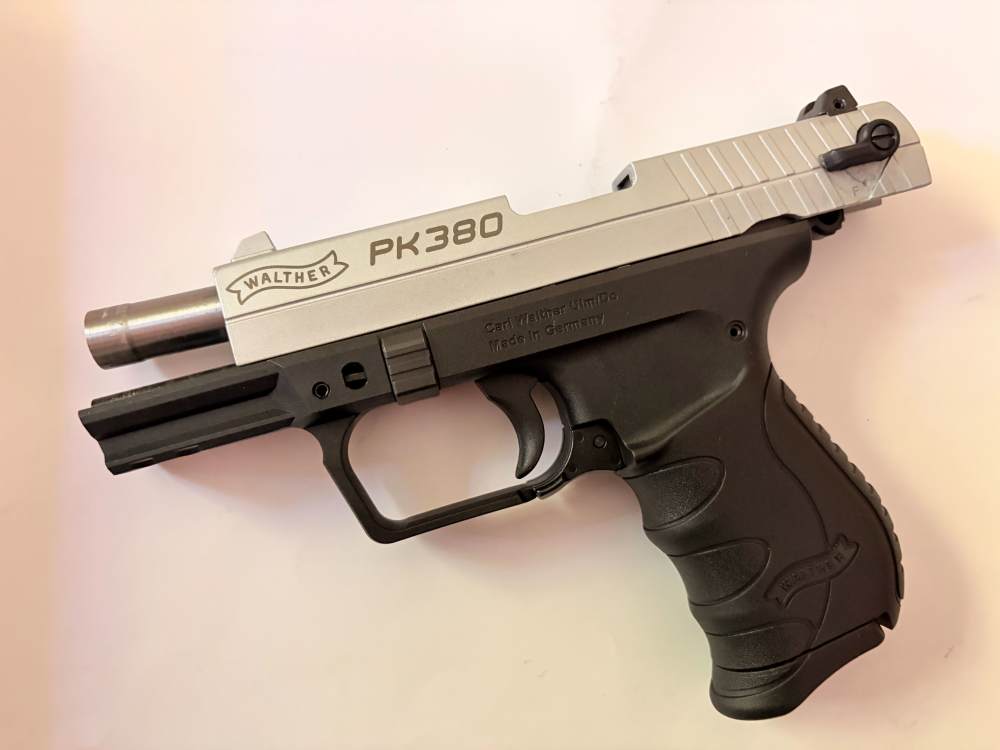 Walther PK380 Sport Pistol 2 tone with Nickel slide and manual ambie safety-img-5