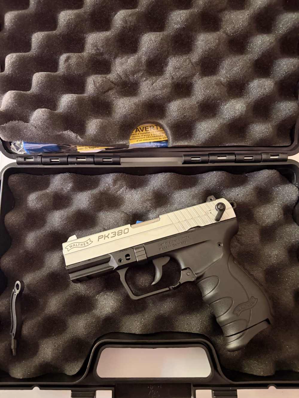Walther PK380 Sport Pistol 2 tone with Nickel slide and manual ambie safety-img-0