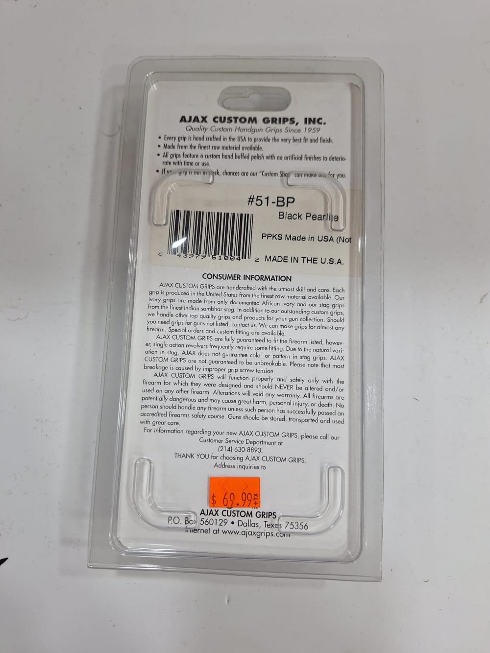 Ajax Customs Grips Black Pearlite for Walther PPK/S American Only-img-2