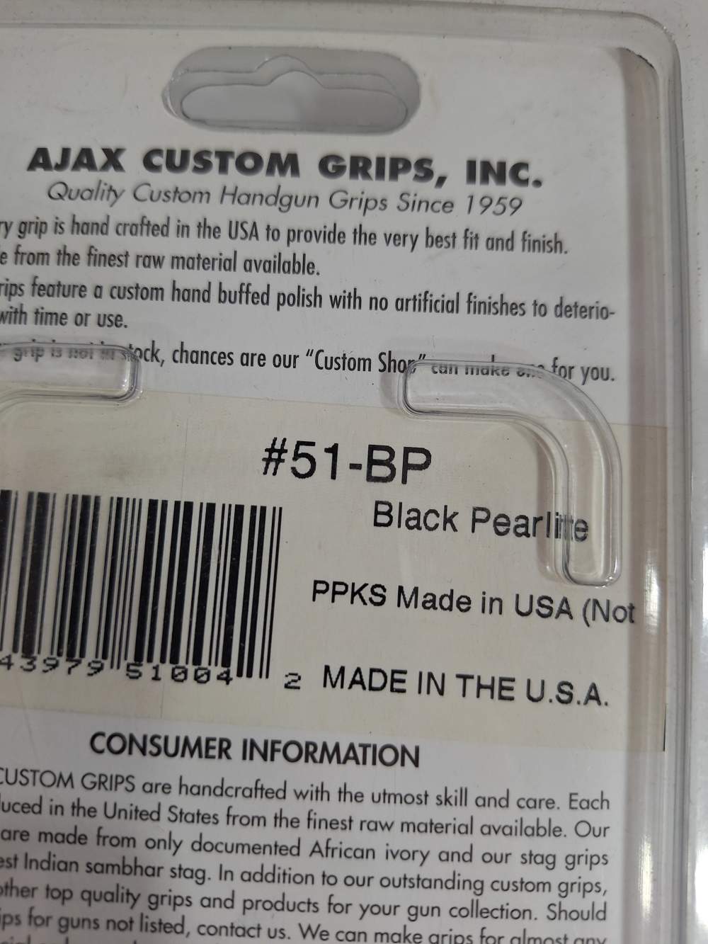 Ajax Customs Grips Black Pearlite for Walther PPK/S American Only-img-3