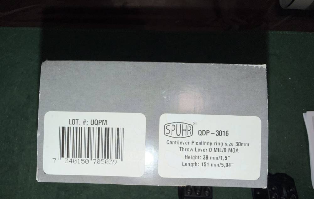 Spuhr QDP-3016 30mm Cantilever Height 38mm/1.5" mount-img-5