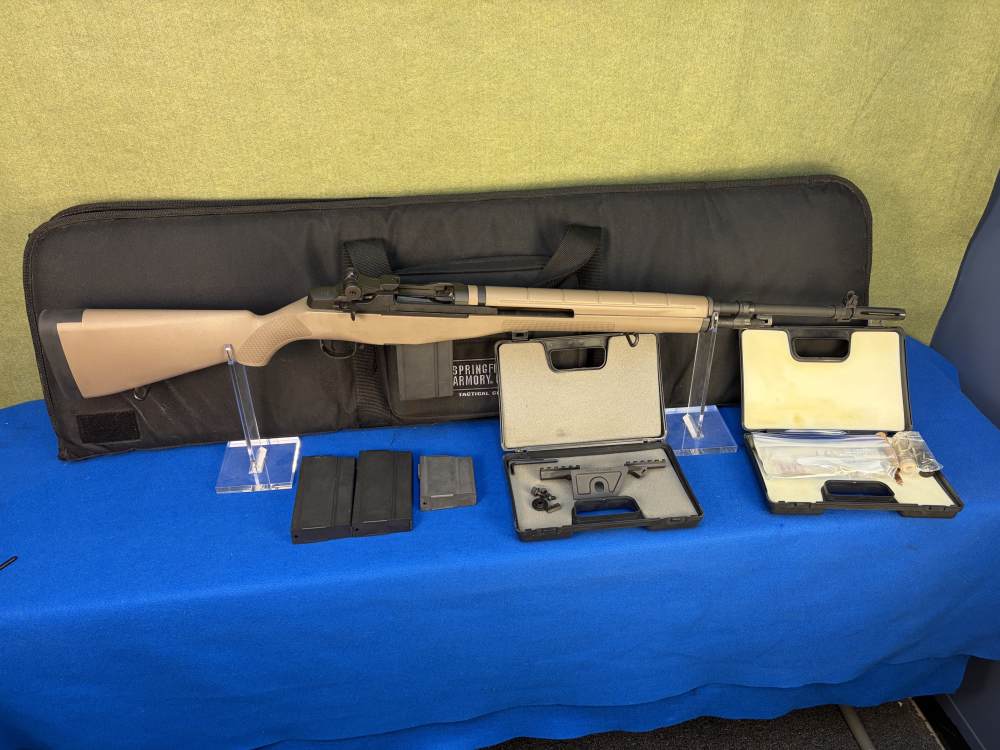 Springfield M1A M14 22" Barrel Rifle Tan Stock Scope Mount Cleaning Kit-img-0
