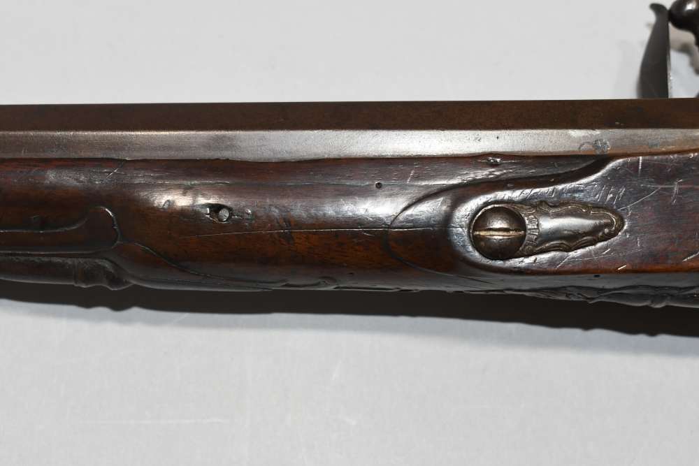 Large Unmarked Germanic ? Flintlock 58 Cal Pistol W Stock Mt READ-img-9
