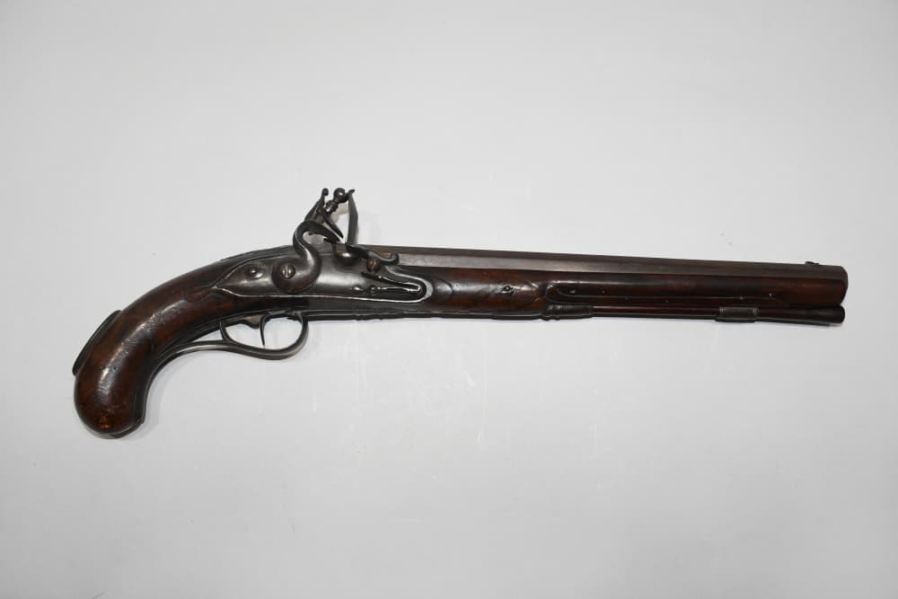 Large Unmarked Germanic ? Flintlock 58 Cal Pistol W Stock Mt READ-img-0