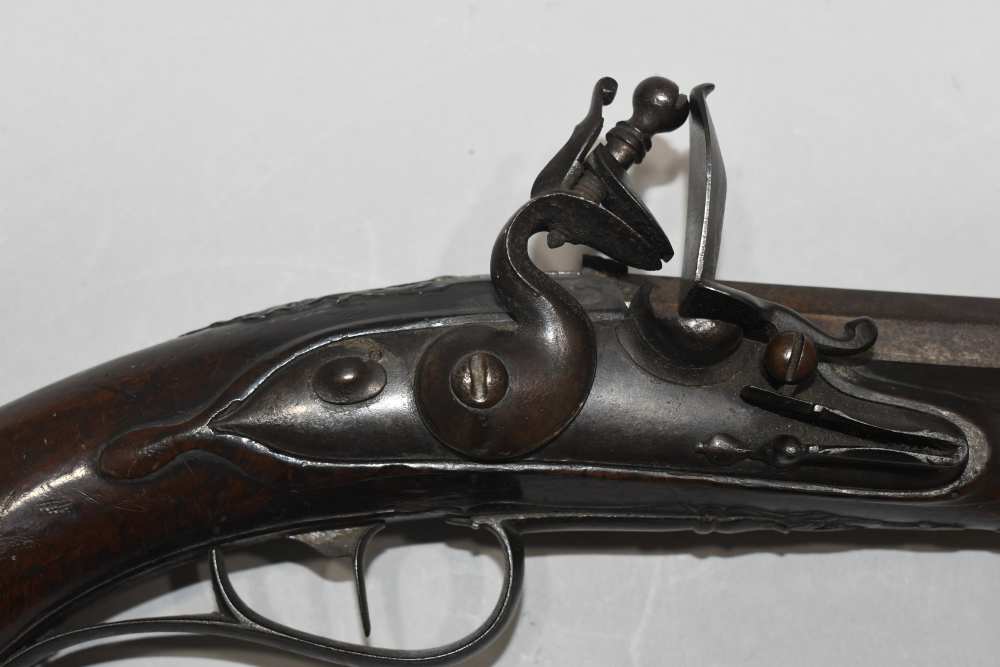 Large Unmarked Germanic ? Flintlock 58 Cal Pistol W Stock Mt READ-img-3