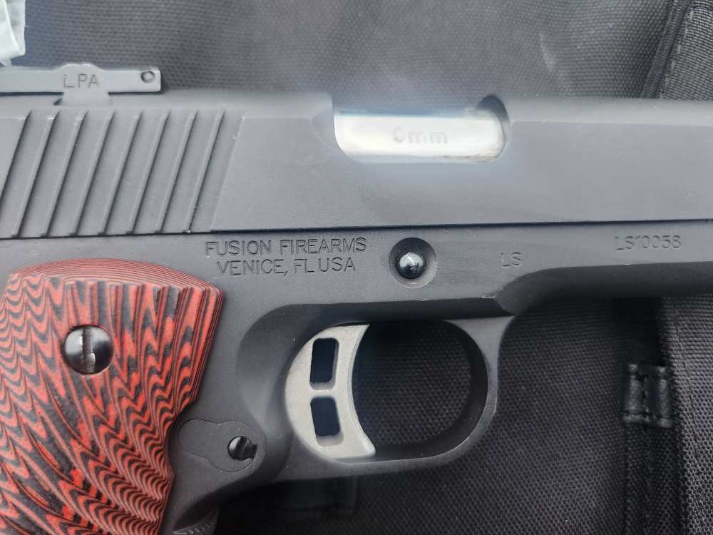 Fusion Firearms 1911 9MM LONG SLIDE! Two magazines two grips, carry bag-img-2