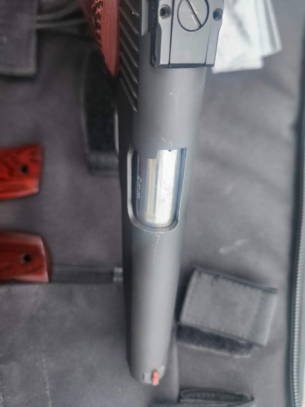 Fusion Firearms 1911 9MM LONG SLIDE! Two magazines two grips, carry bag-img-9
