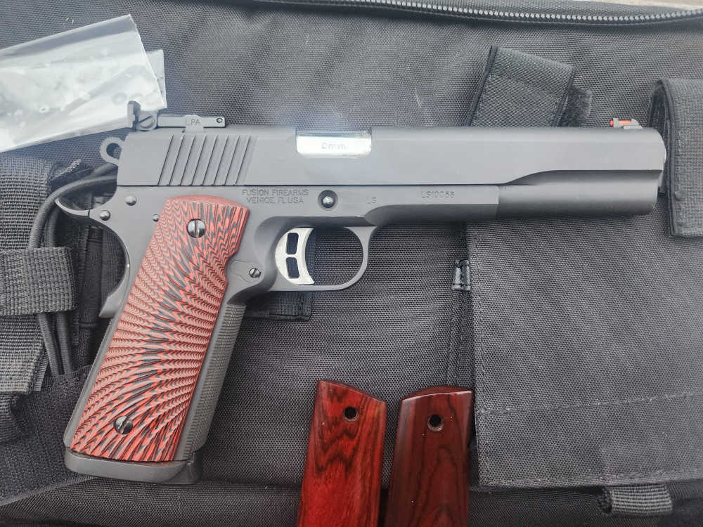 Fusion Firearms 1911 9MM LONG SLIDE! Two magazines two grips, carry bag-img-1