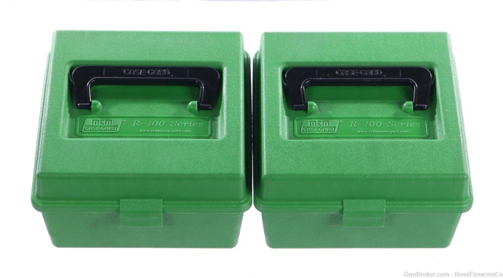 MTM Case Gard R-100 Magnum Series 100rd Handheld Plastic Ammo Box Lot of 2-img-0
