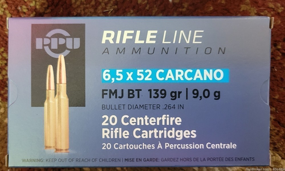100rds PPU 6.5x52 Carcano 139gr FMJ BT 6.5x52mm new production-img-7