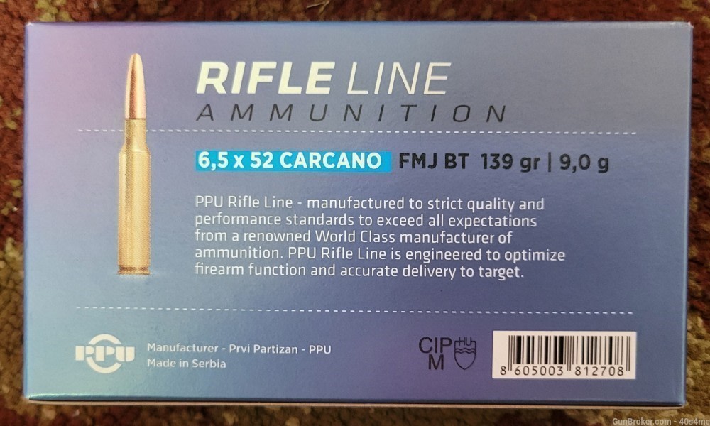 100rds PPU 6.5x52 Carcano 139gr FMJ BT 6.5x52mm new production-img-8