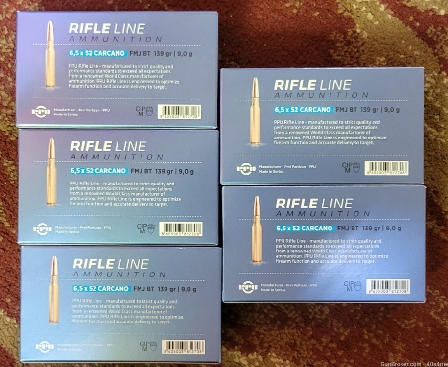 100rds PPU 6.5x52 Carcano 139gr FMJ BT 6.5x52mm new production-img-4