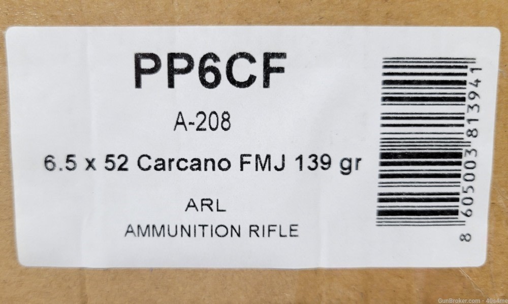 100rds PPU 6.5x52 Carcano 139gr FMJ BT 6.5x52mm new production-img-9