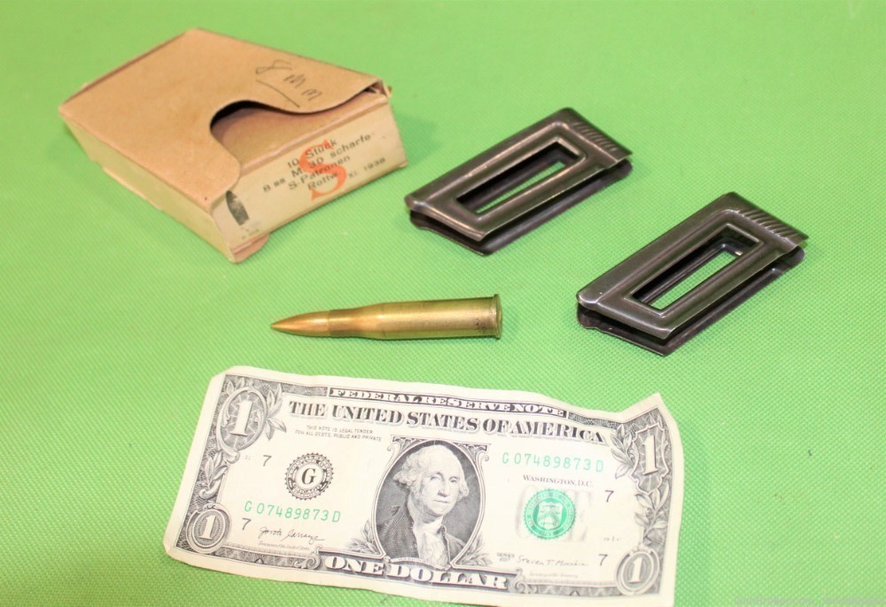  Rare World War 2 German Army Ammo Box w/ 2 Magazines 8mm Dated 1938-img-3
