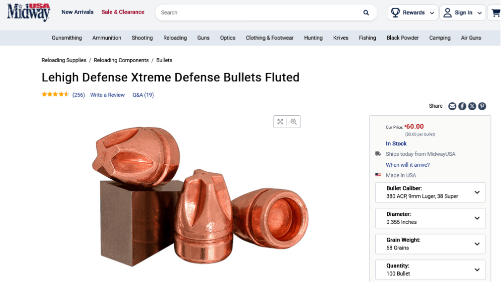Lehigh Defense Xtreme 1800 fps! in 9mm .355 Bullets 68 gr – 50 pc packs-img-1