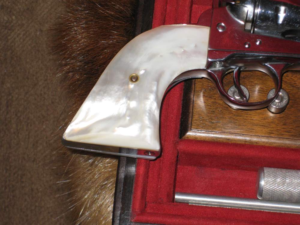 Custom cased Colt Buntline nickel/Mother of pearl grips .45Colt !-img-9