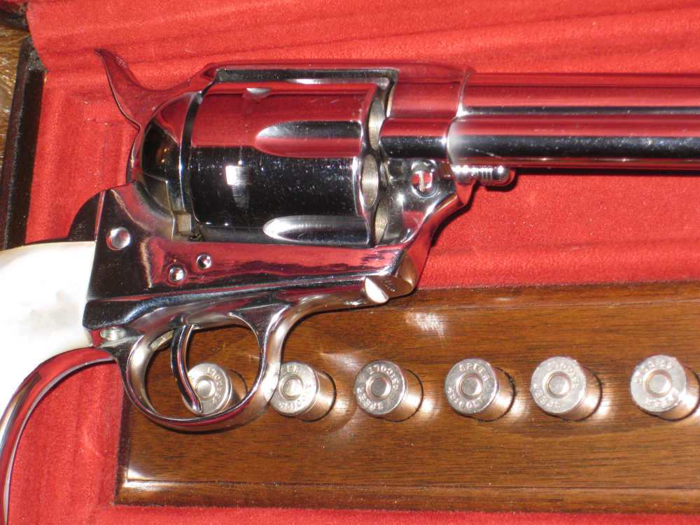 Custom cased Colt Buntline nickel/Mother of pearl grips .45Colt !-img-10