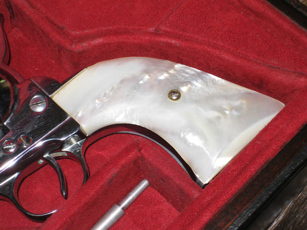 Custom cased Colt Buntline nickel/Mother of pearl grips .45Colt !-img-6