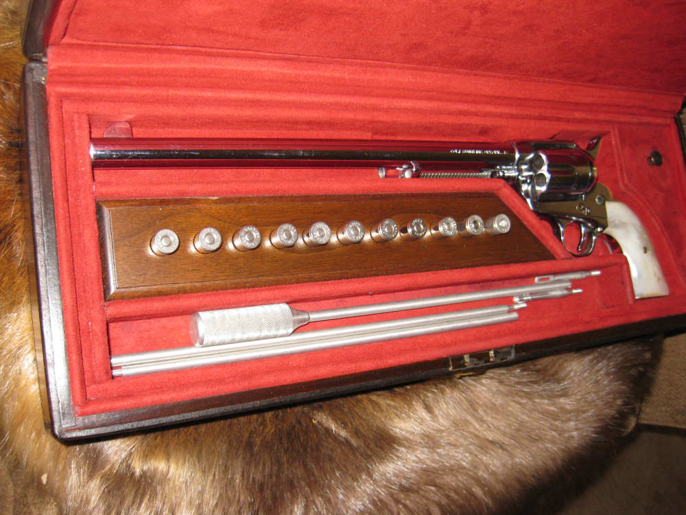 Custom cased Colt Buntline nickel/Mother of pearl grips .45Colt !-img-3